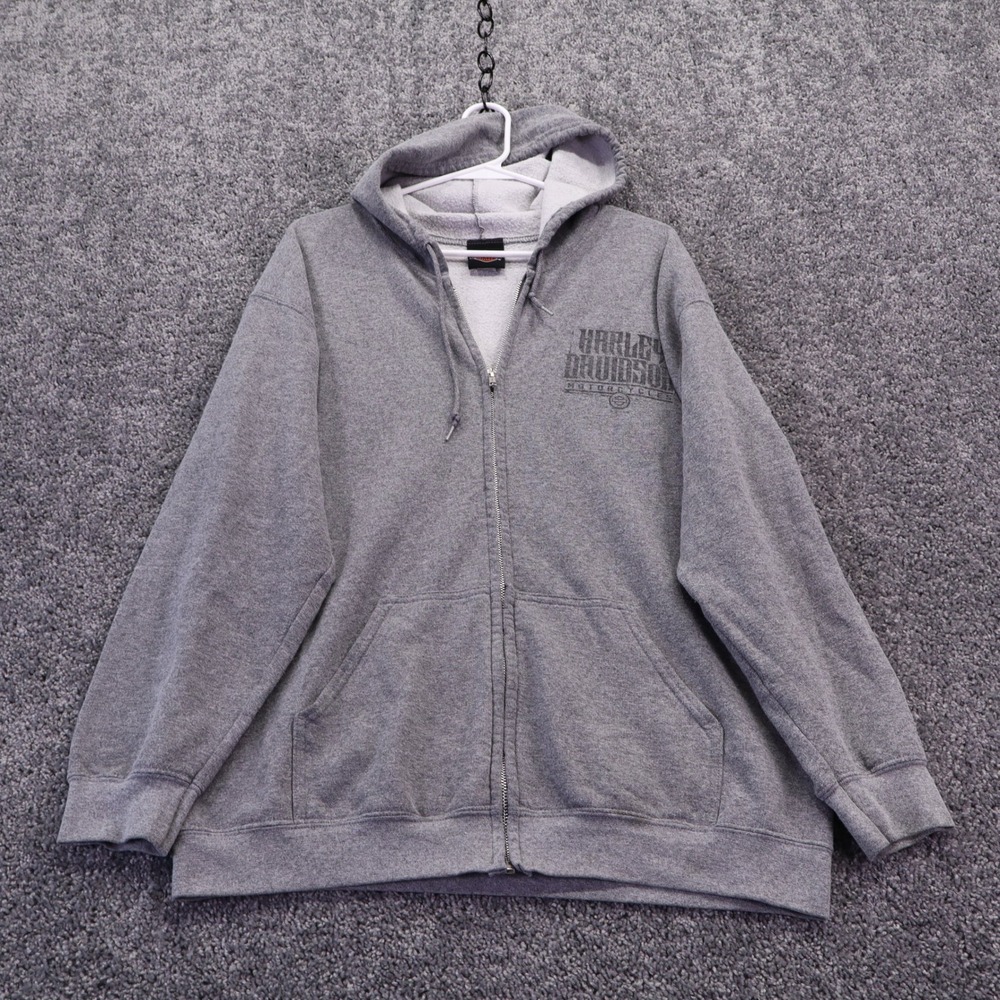 Harley Davidson Hoodie Mens Large Gray Sturgis South Dakota Biker Full Zip